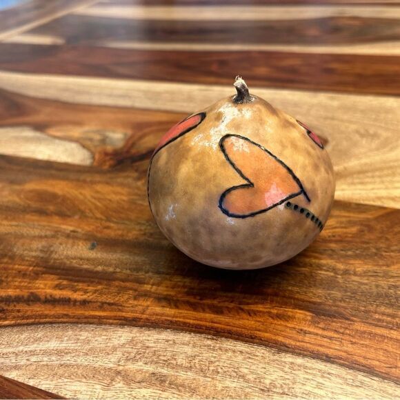 Gourd Home Decoration Custom Woodburning and Painted Gourd Boho… Pink Brown - Picture 3 of 4